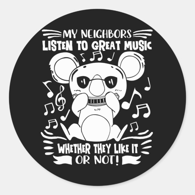 Harmonica Kids Musician Koala mit Harmonica Runder Aufkleber (Vorderseite)