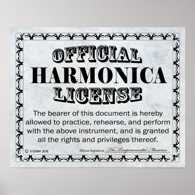 Harmonica License Poster (Vorne)