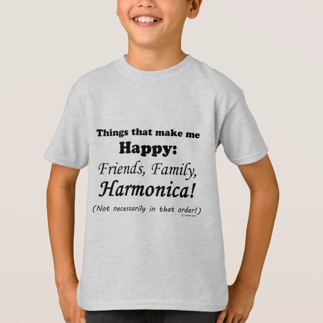 Harmonica macht mich glücklich T-Shirt (Vorderseite)