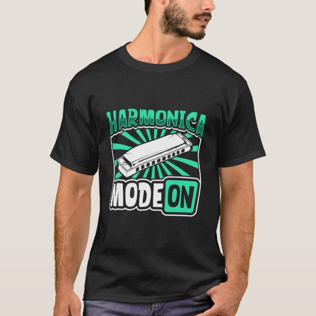 Harmonica Mode On Harmonica Player T-Shirt (Vorderseite)
