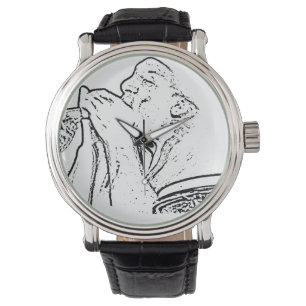 Harmonica Player mit Drum-Kontur Armbanduhr