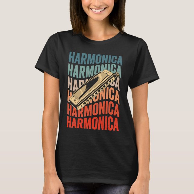 Harmonica Retro Harmonicist Harp Player T-Shirt (Vorderseite)