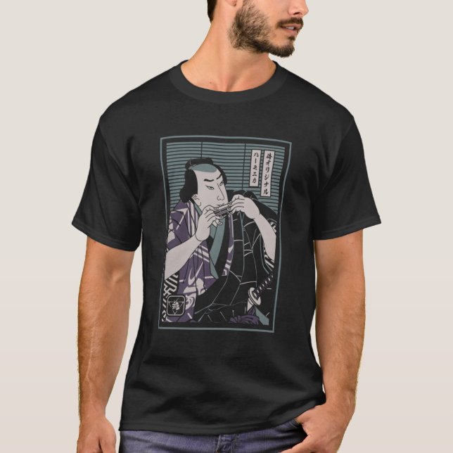 Harmonica Samurai Harmonicas Samurai Warrior Japan T-Shirt (Vorderseite)