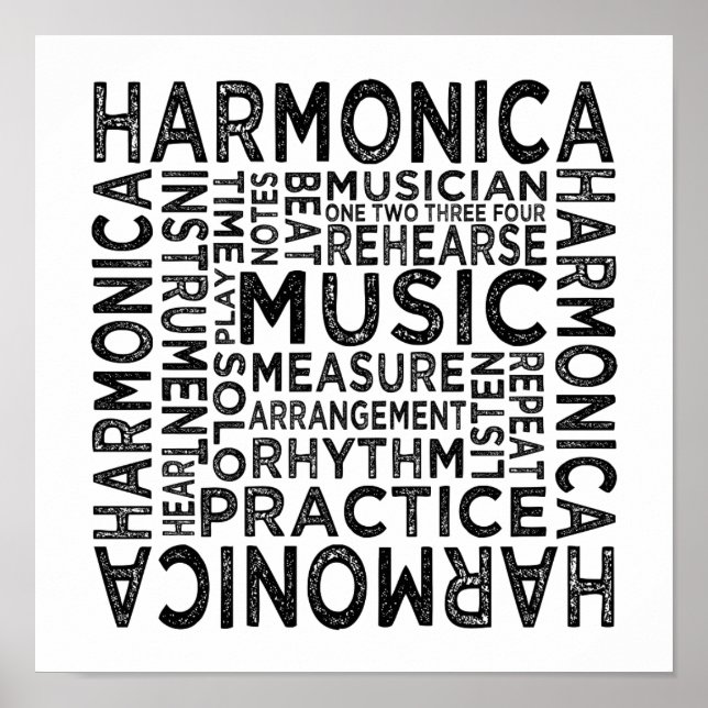 Harmonica Typografie Poster (Vorne)