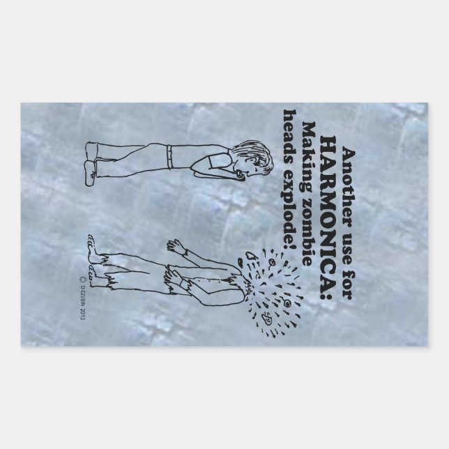 Harmonica Zombie Explode rechteckige Aufkleber (Vorderseite)