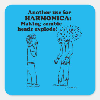 Harmonica Zombie Explode Square Sticker