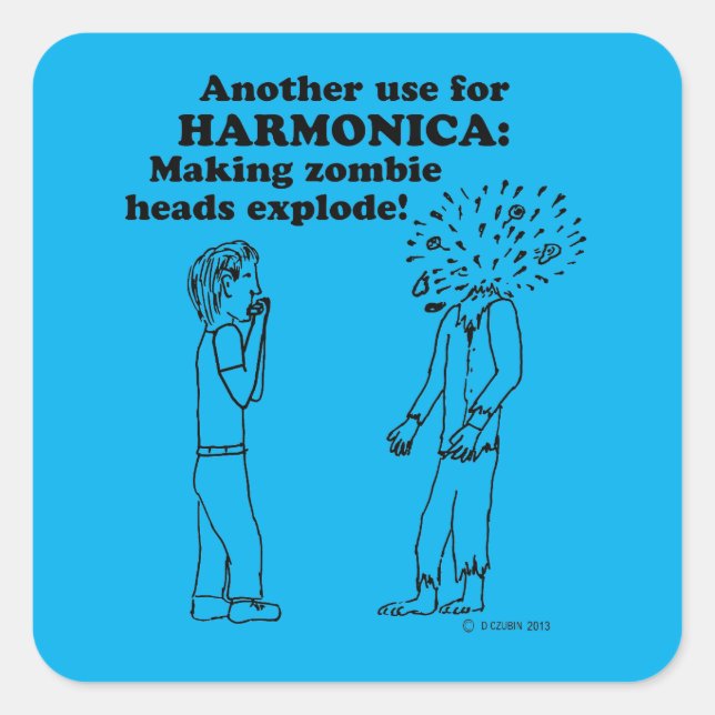 Harmonica Zombie Explode Square Sticker (Vorderseite)
