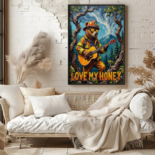 Harmonie der Wälder: Der Baumstamm der Bären Poster