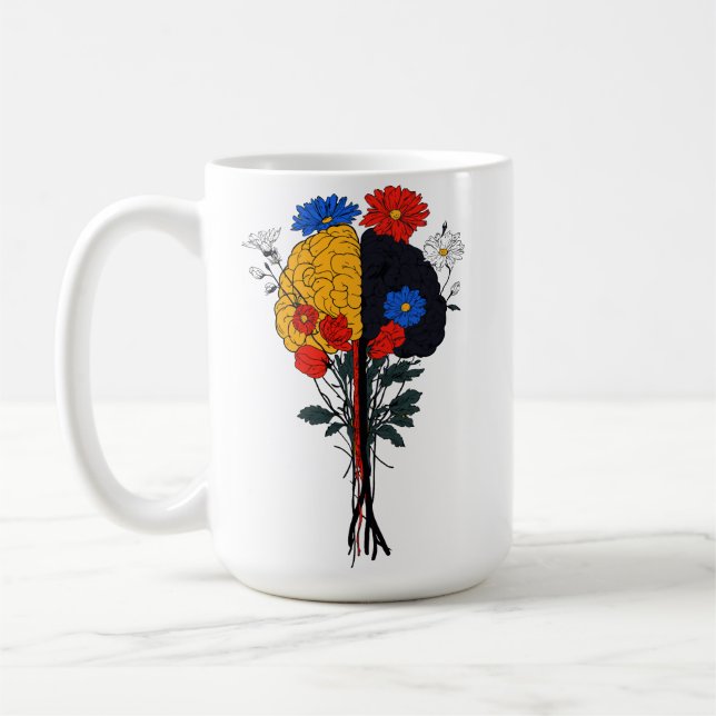 Harmonie des Gehirns und der Blume Kaffeetasse (Links)