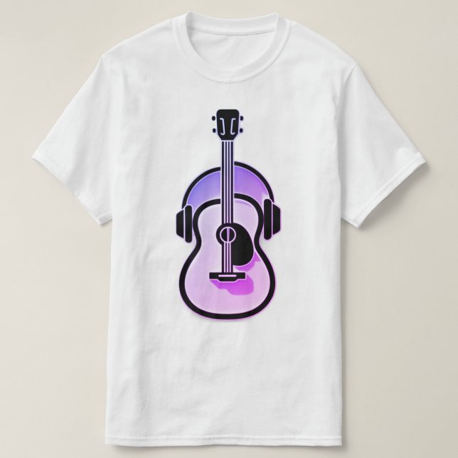 Harmonie Fusion: Gitarre und Kopfhörer T-Shirt (Design vorne)