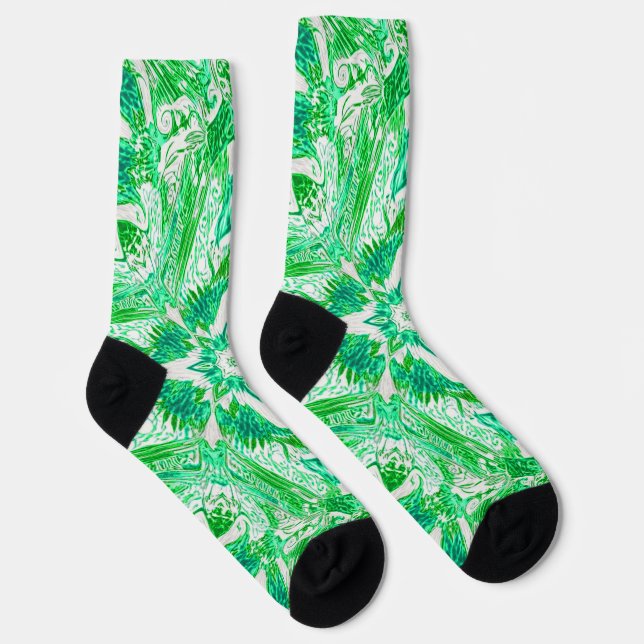 Harmonie-Geometrie-Muster in üppigem Grün Socken (Rechts)