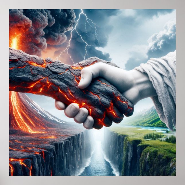 Harmonie in Chaos - Elementarhandshake Poster (Vorne)