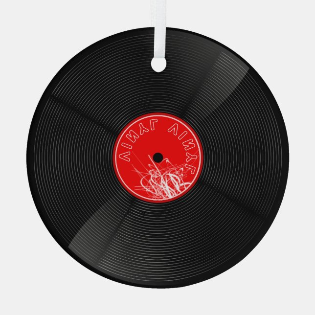 Harmonie in Glas: Retro Vinyl Record Ornament (Rückseite)