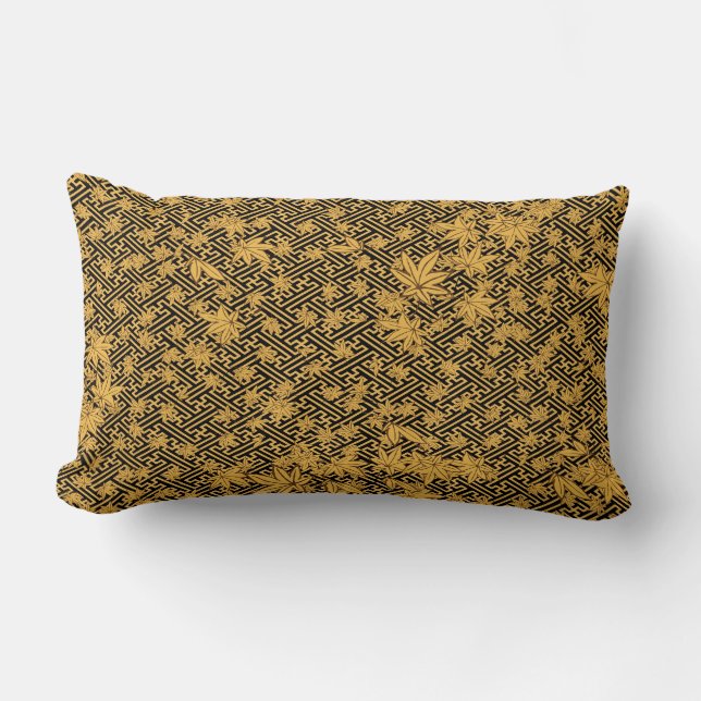 Harmonie in Gold: Sayagata Maple-Blätter Lendenkissen (Vorderseite)