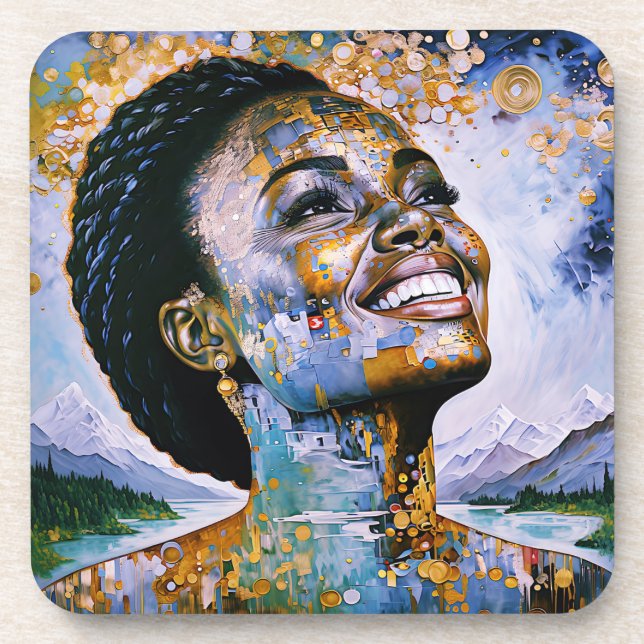 "Harmonie in Gold und Himmel" Getränkeuntersetzer (Vorderseite)