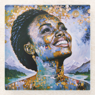 "Harmonie in Gold und Himmel" Glasuntersetzer