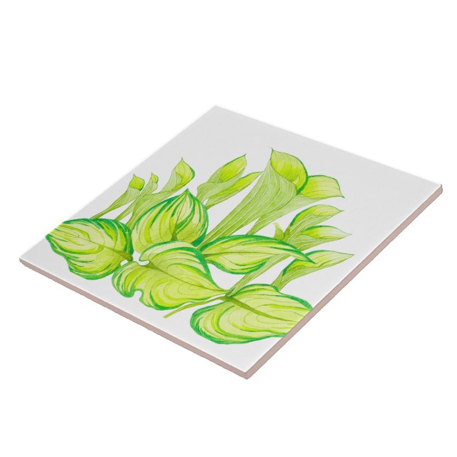 "Harmonie in Grün" auf einer Keramik Fliese (Seite)