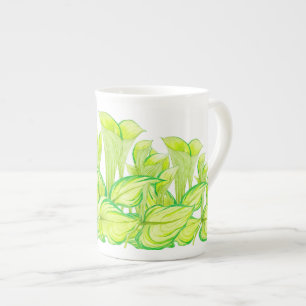 Harmonie in Grün auf einer Knochen-China-Tasse Prozellantasse