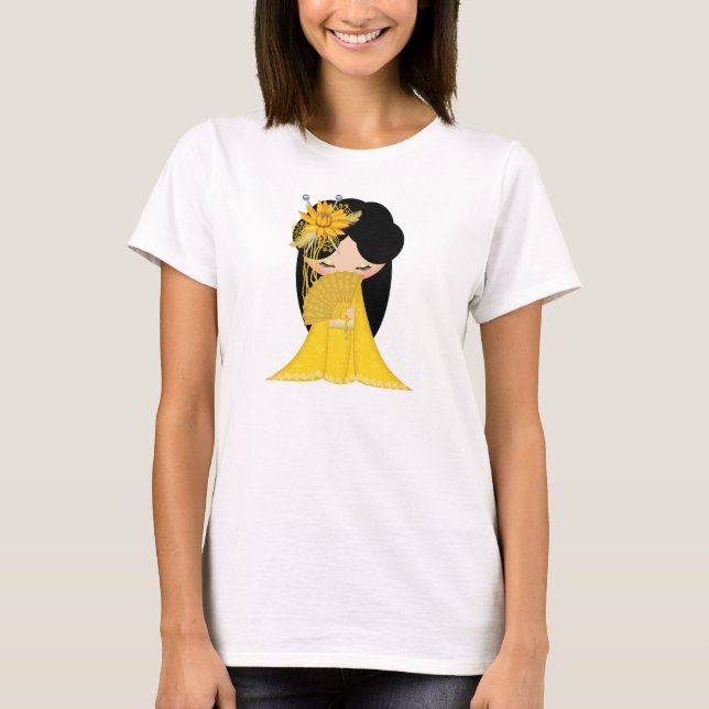 Harmonie Kokeshi Puppe in den Mischungen des T-Shirt (Vorderseite)