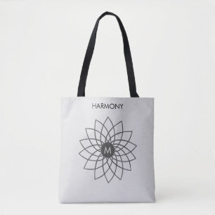 Harmonie-Mandala auf silberfarbener Tote Bag