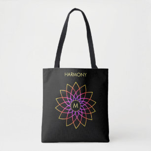 Harmonie-Mehrfarbige Mandala auf schwarzer Tasche