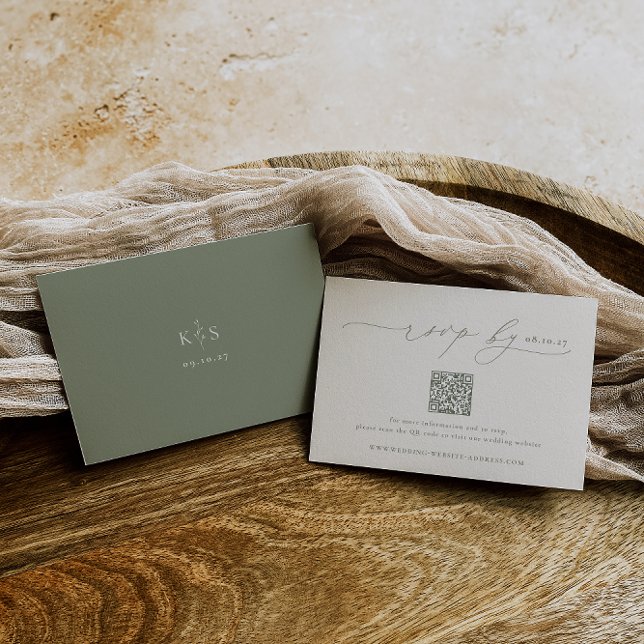 HARMONIE | Sage Green Minimalistisch Wedding QR Co RSVP Karte (Von Creator hochgeladen)