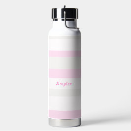Harmonie-Streifen Horizontale Linien Grau Pink Wei Trinkflasche