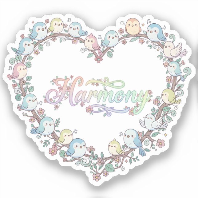 Harmonie Süße Chibi-Vögel Aufkleber (Vorderseite)
