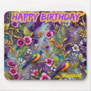 HARMONIE ~ Vögel Blume ~ Geburtstagsgrüße ~ Mousepad