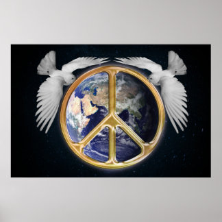 Harmonie World Peace Globe World Earth Dove Poster