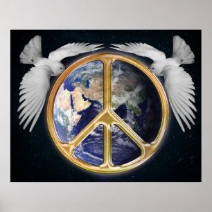 Harmonie World Peace Globe World Earth Dove Poster