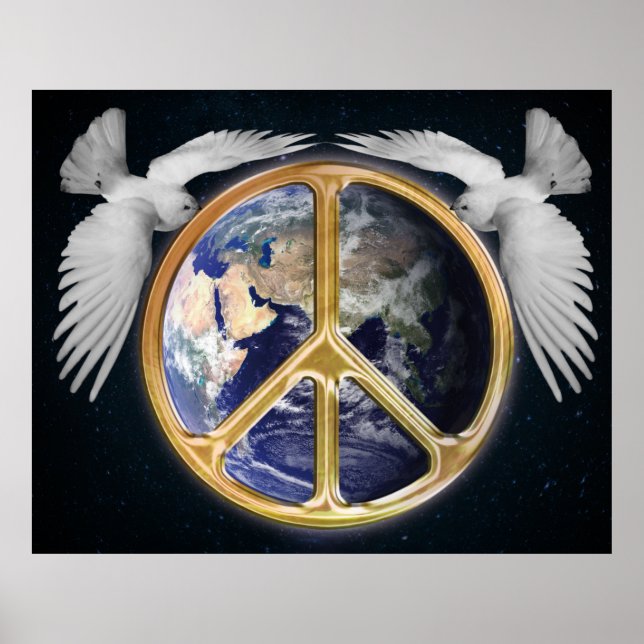 Harmonie World Peace Globe World Earth Dove Poster (Vorne)