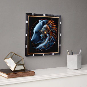 Harmonie zwischen menschlichem Geist und der Kraft Quadratische Wanduhr