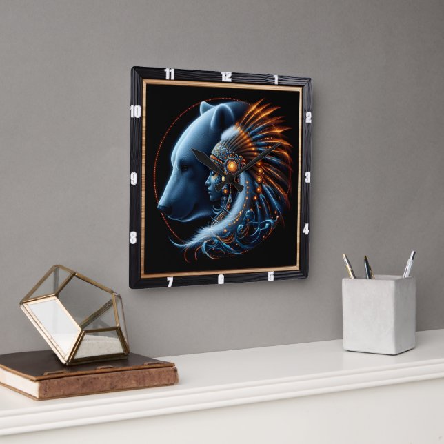 Harmonie zwischen menschlichem Geist und der Kraft Quadratische Wanduhr (Büro)