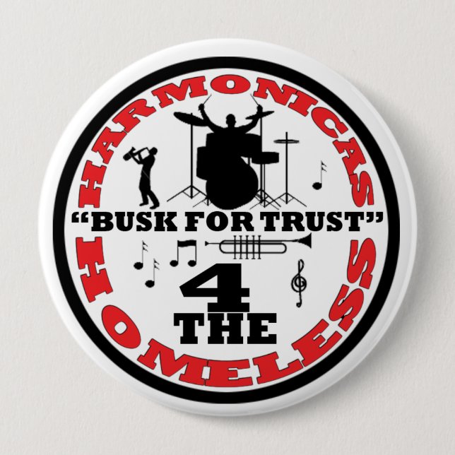 Harmonikas für den Obdachlosen Button (Vorderseite)
