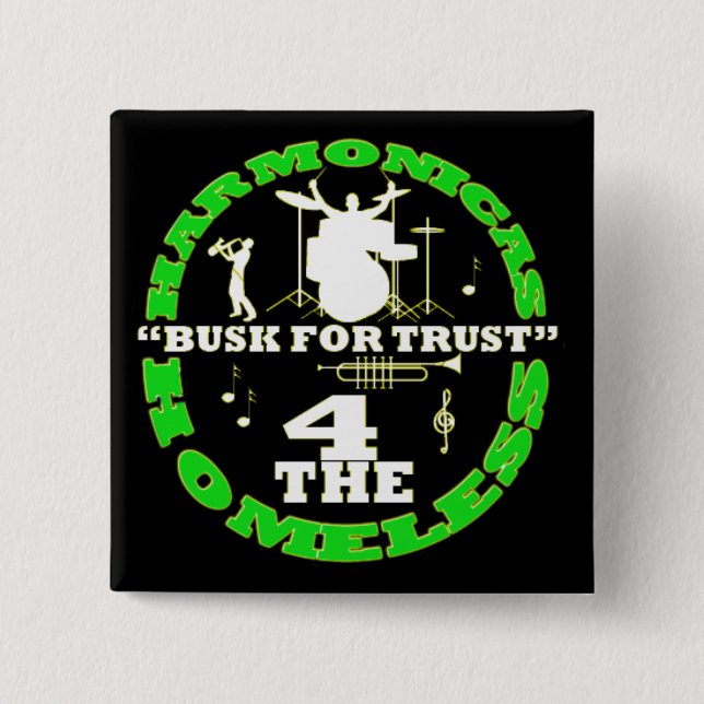 Harmonikas für den Obdachlosen Button (Vorderseite)