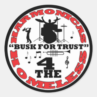 Harmonikas für Obdachlose Runder Aufkleber