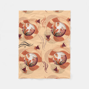 Harmonious Orange Blossom Circles Fleecedecke