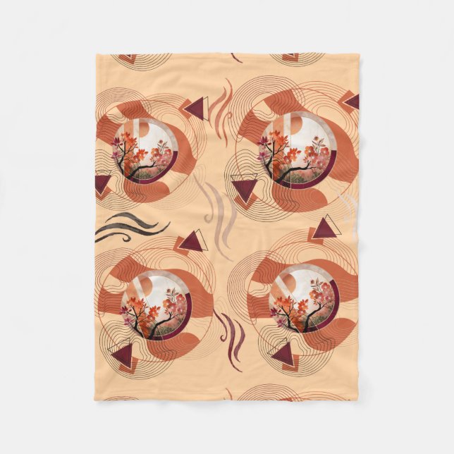 Harmonious Orange Blossom Circles Fleecedecke (Vorderseite)
