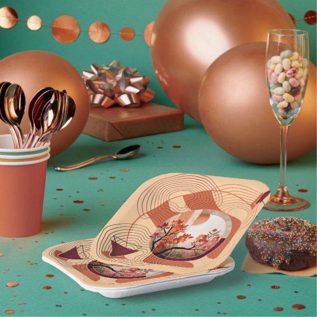 Harmonious Orange Blossom Circles Pappteller (Multi)