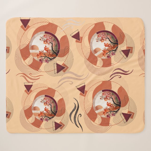Harmonious Orange Blossom Circles Sherpadecke (Vorderseite (Horizontal))
