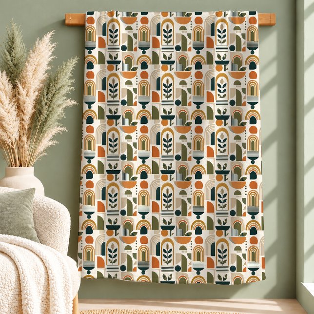 Harmonische Boho-Regenbogen-Blumen-Decke Erdig Fleecedecke (Harmonious Boho Rainbows Floral Blanket Earthy Tones)