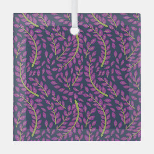 Harmonische botanische Kunst auf dunkelblauem Hint Ornament Aus Glas