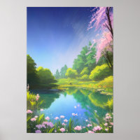 Harmonische Mischung von See und grüner Flora