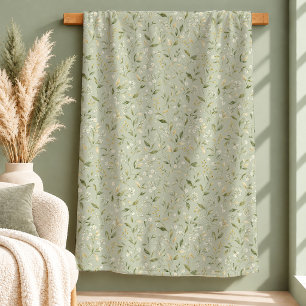 Harmonische weiße Daisy Dusty Green Blanket Stil Sherpadecke