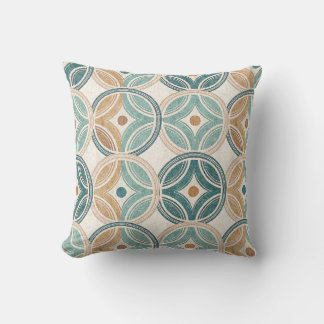 Harmonische Zen-Ringe Teal-Geometrisches Kreis-Mus Kissen