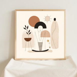 Harmonischer Fluss – Abstrakte botanische Wandkuns Poster