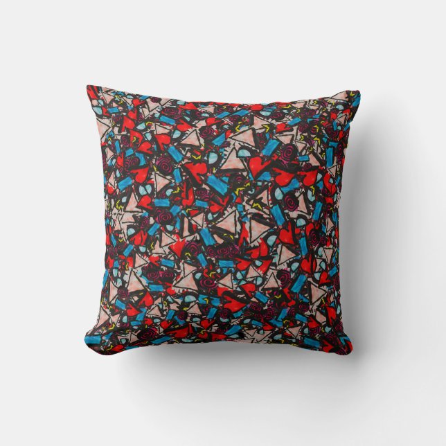 Harmonisches Chaos, lebendiges Abstract Design Kissen (Vorderseite)