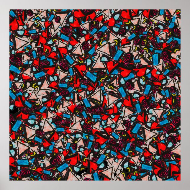 Harmonisches Chaos, lebendiges Abstract Design Poster (Vorne)