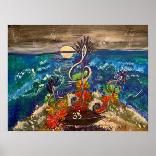 Harmonisches Meer - Om Leinwand Malerei Poster